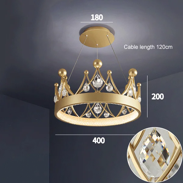 Simple bedroom lamp children's room living room light luxury crown crystal chandelier chandelier light Chandeliers