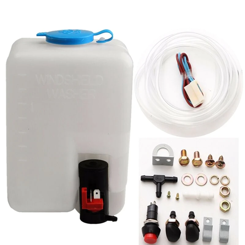 

Universal Washer Bottle Tank Kit Pump 12V 1.8L Windshield Wiper System Reservoir