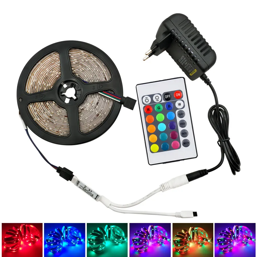 Гибкая светодиодная лента RGB SMD 3528 5 м 12 В с пультом ДУ|Светодиодные ленты| |