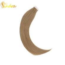 Sindra волосы для наращивания на ленте, цвет 8, европейские волосы remy прямые, 40 шт., 20 шт., человеческие волосы для наращивания на ленте