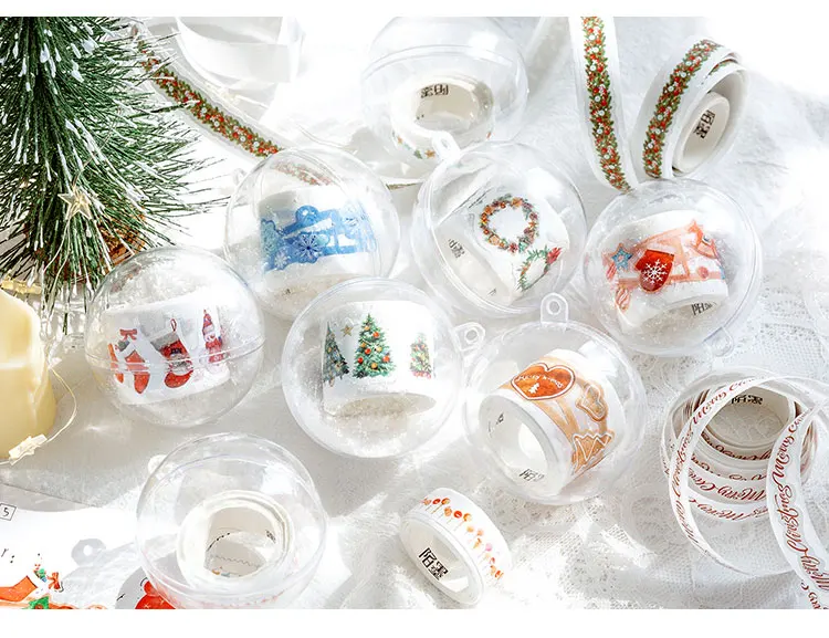 Серия для рождественской вечеринки, пустотелая лента васи для украшения своими руками, Скрапбукинг с рисунком в виде снеговиков, лента, кавайная клейкая лента, канцелярские товары
