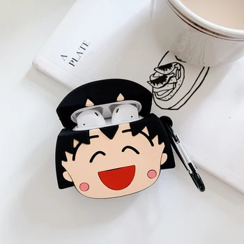 

Hot Anime Cute 3D Chi-bi Maruko Sakura Momoko Bluetooth Earphone Silicone Protective Case for Apple Airpods 1 2