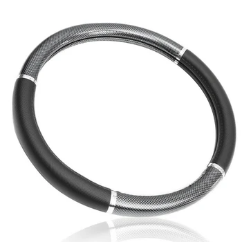 

38cm Steering Wheel Cover Carbon Fiber Leather Auto Car Comfortable Non-Slip