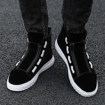 

New High-top Sneakers Zipper Wild Fashion Keep Warm Men's Casual Shoes Trend Wear-Resistant Sloe Men's Fasthion Sneakers