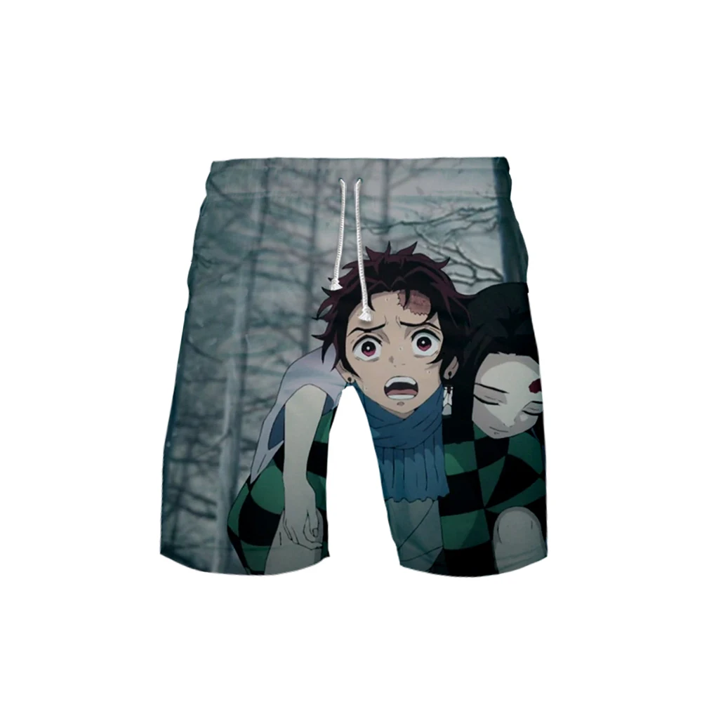Летние мужские пляжные шорты Kimetsu no Yaiba с 3d принтом, удобные уличные спортивные шорты