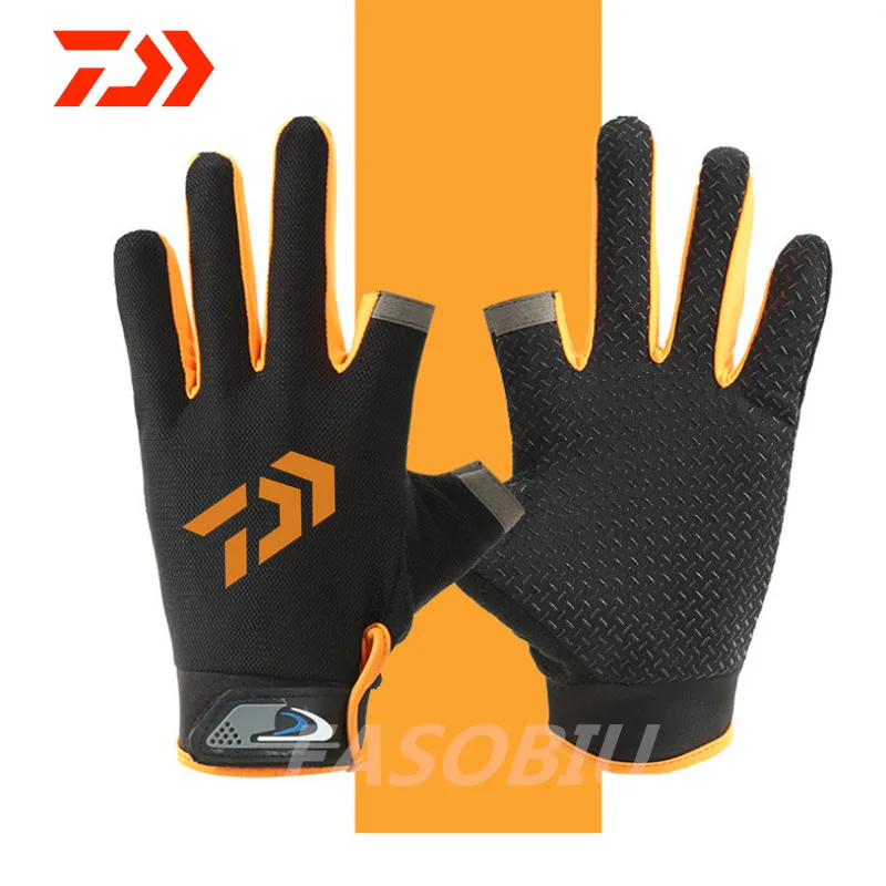 2021 New Daiwa 3 Fingers Cut Outdoor Sport Hiking Gloves Spring Cotton Waterproof Anti-slip Durable Fishing Glove