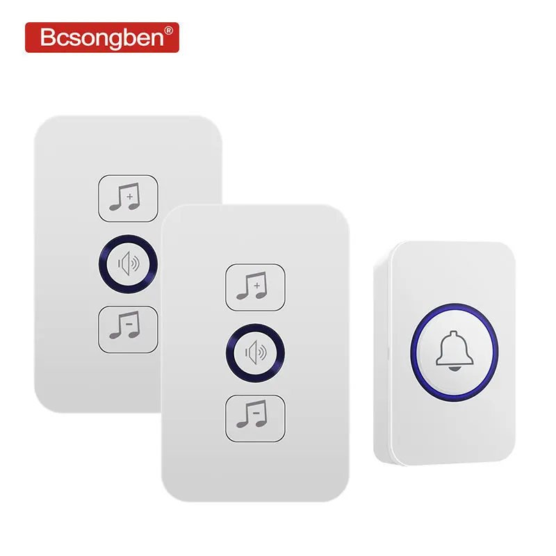 1 button 2 receiver Bcsongben беспроводной водонепроницаемый дверной звонок 1 Кнопка 1 приемник 300 м Пульт дистанционного управления Умный дом отель беспроводной дверной звонок США штекер - Цвет: 1 button 2 receiver
