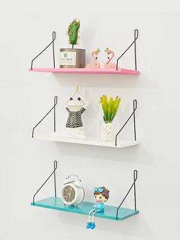 

Children's room wall decoration Punch free Shelf bedroom living room Storage artifact Wall mount bookshelf