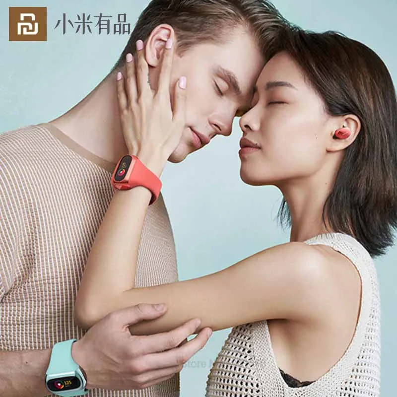 

New Youpin Wearbuds Fitness Bracelet TWS 5.0 Bluetooth Earphone 2-in-1 Long Standby Chargeable Couple IPX6 Waterproof Heart Rate