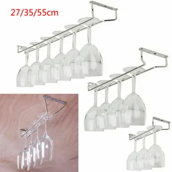 

27/35cm Wine Glass Hanger Rack Stemware Home Bar Pub Holder Stainless Steel Towel Bar Bathroom Rotating Home Hardware Accessory