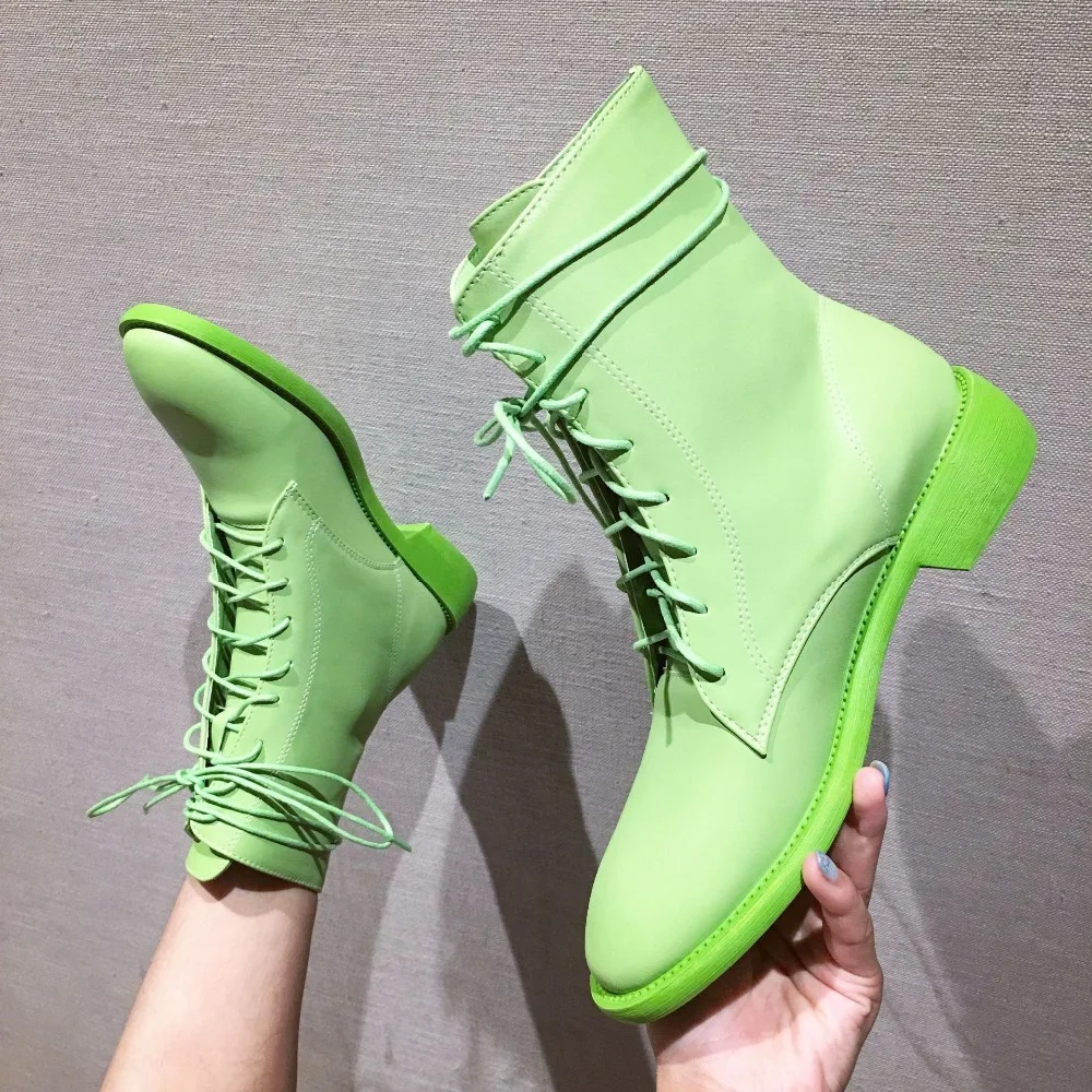 Flat Heel Round Toe Lady Boots Women Shoes Autumn Luxury Designer Winter Footwear Boots-women Lace Up Low Heels booties Ladies