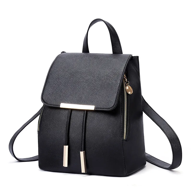 

2018 New Style Double Zipper Iron Edge Drawstring Flip Pu Korean-style Toothpick Pattern Backpack Fashion Lady Bag WOMEN'S Bag