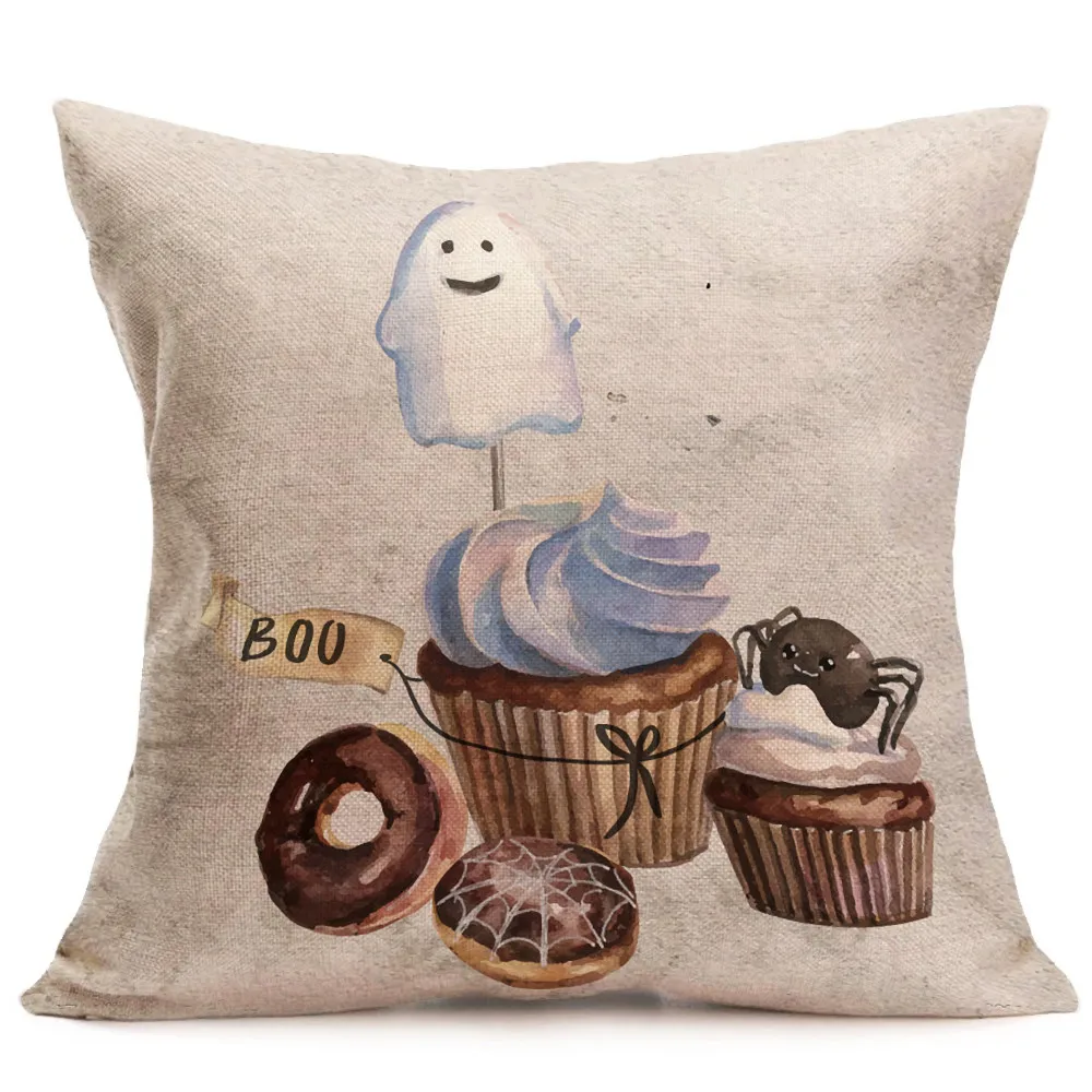 

Happy Halloween Hand Made Child Square Pillow Cover Cushion Cases Linen Sofa Throw Zipper Closure Cushion Cover B1
