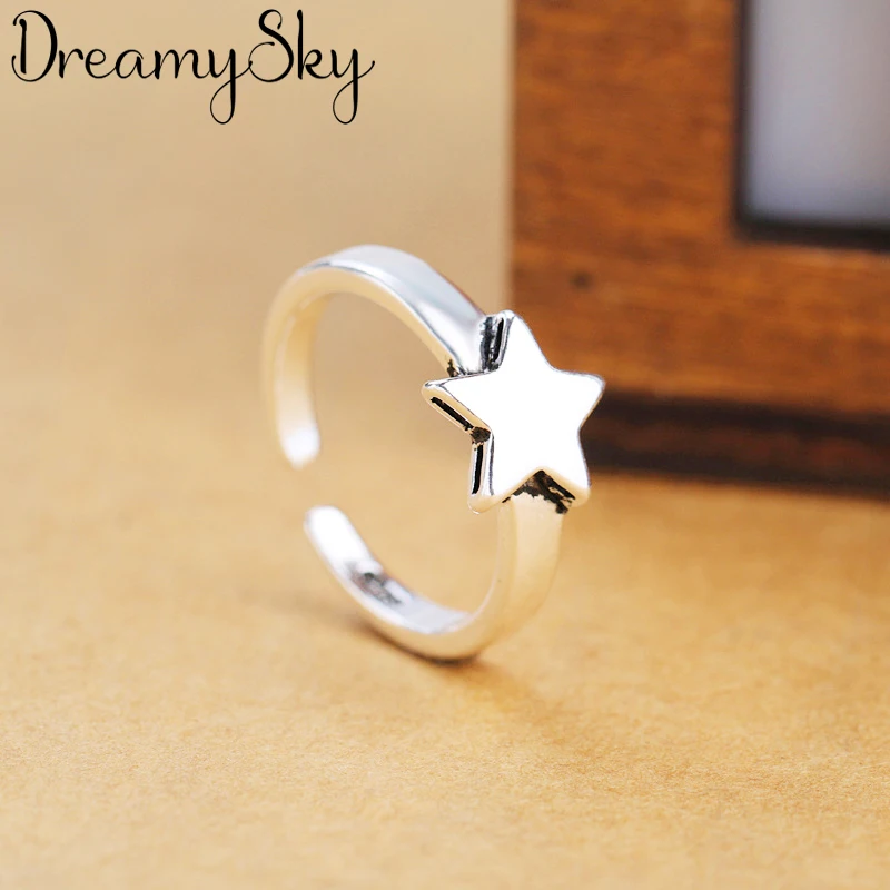 DreamySky Boho 925 пробы серебряная звезда кольца для женщин ювелирные изделия ретро большие античные кольца для девочек рождественские подарки Anillos