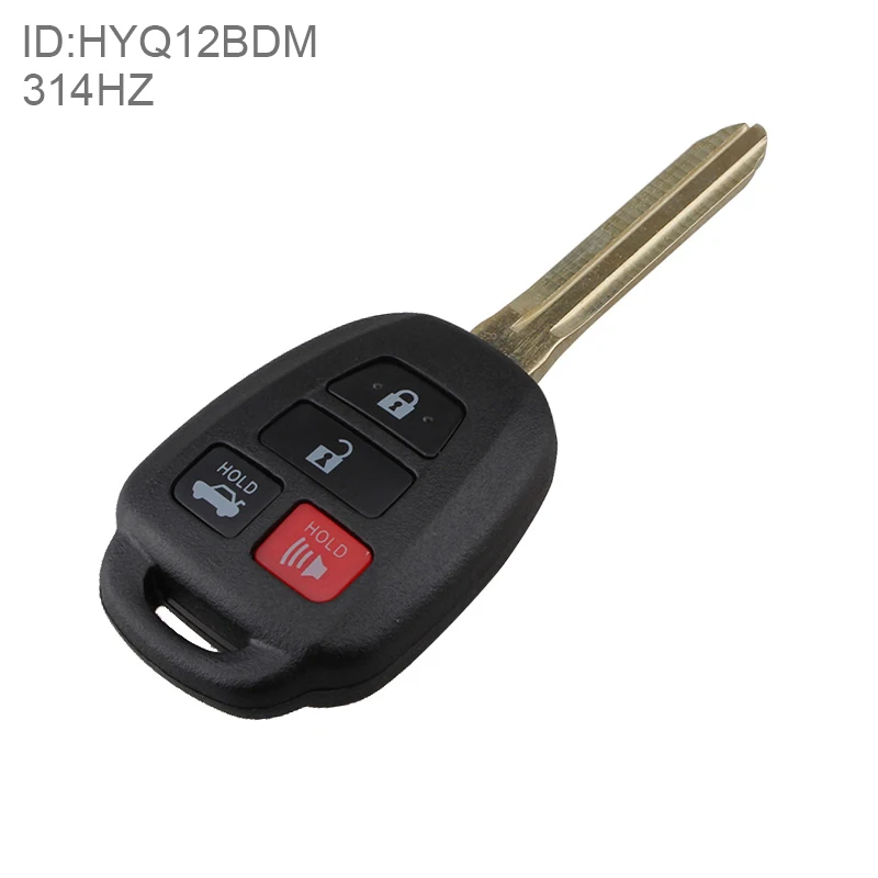 1 pcs 314Mhz 4 Buttons Keyless Entry Remote Car Key Replacement With G Chip HYQ12BDM and Uncut Blade for Toyota Camry 2012-2017