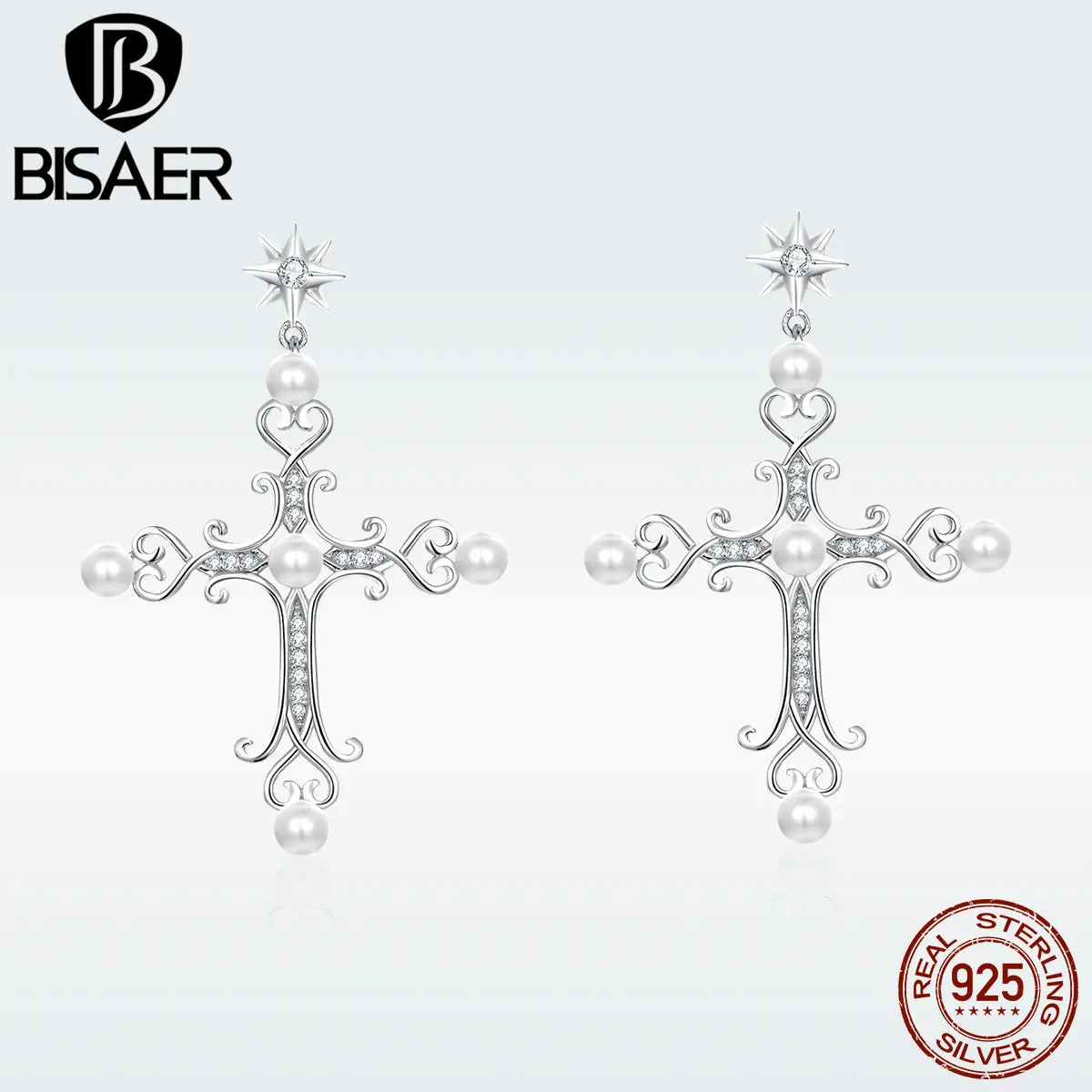 BISAER 925 пробы серебряные серьги для женщин Настоящее 925 пробы серебряные свадебные украшения, серьги HVE199
