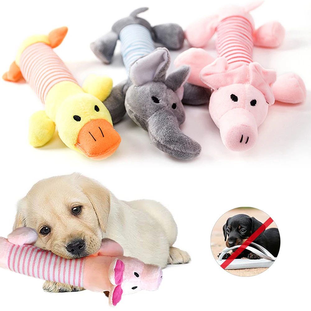 Squeak Chew juguetes para perro con sonido, muñecas de vellón para perros, mascotas, divertidos juguetes de peluche, elefante, pato, cerdo, apto para todas las mascotas, durabilidad