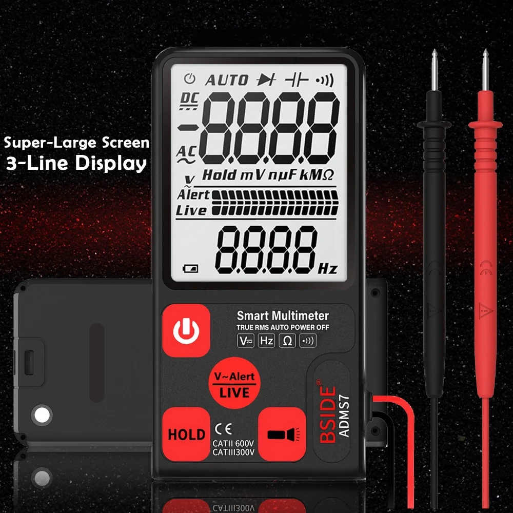Kopen Bside ADMS7 Voltage Tester 3.5   Grote Lcd Digitale Smart Multimeter 3 Line Display Trms 6000 Telt Dmm Met analoge Bargraph