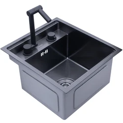 black Hidden Kitchen sink Single bowl Bar Small Size sink Stainless Steel Balcony sink Concealed black kitchen sink Bar sink