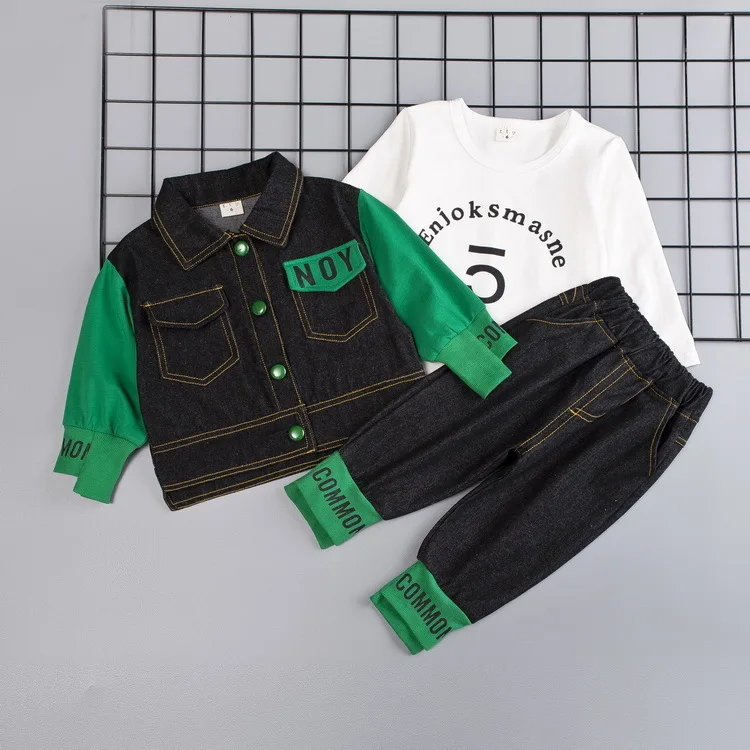Boys Clothes Sets Spring Autumn New Kids Fashion Cotton Coat+t-shirt+pants 3pcs Suit Boys Children Casual Clothes Outfits