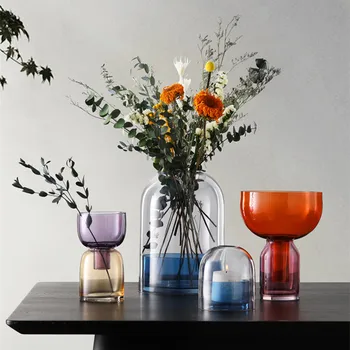 

Nordic Luxury Glass Vase Transparent Colorful terrarium glass containers flower vases Creative candle holders fashion home decor