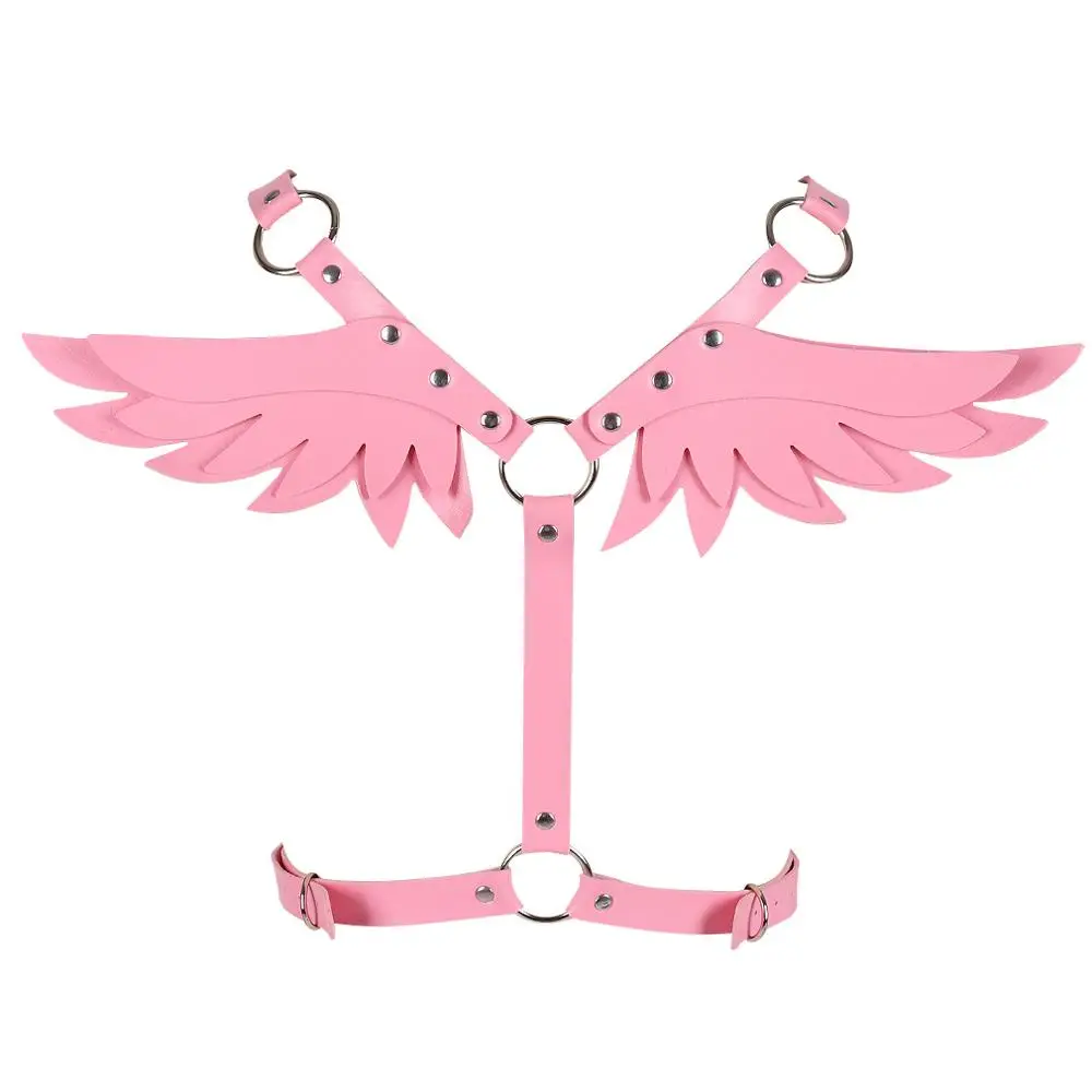 PG0522-pink Панк Черная кожа нижнее белье металлическая цепочка грудь клетка топы с ремешками сексуальные полые Harajuku Регулируемый фестиваль Косплей жгут бюстгальтер - Цвет: PG0522-pink