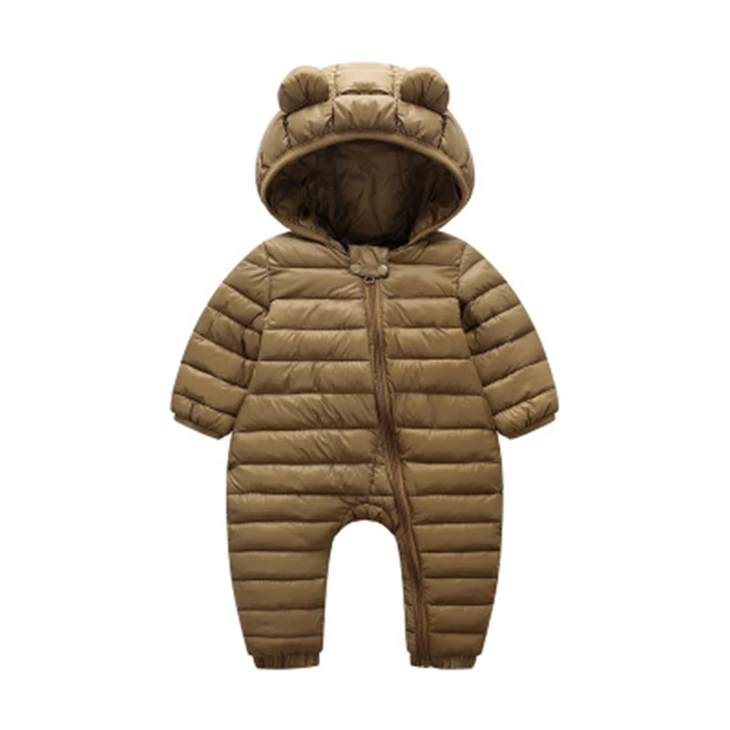 Brown Winter Baby Cartoon Hooded Outerwear Newborns Cute Animal Warm Overalls Snowsuit Romper For Toddlers Fashion Outfit Down Jackets - Цвет: Brown