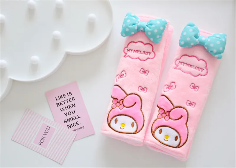 Мультфильм Cinnamoroll Собака Мелодия сиденье обивка ремней милые маленькие Две звезды автомобиль плечевой протектор pad автомобильный ремень безопасности чехлы - Цвет: 2pcs