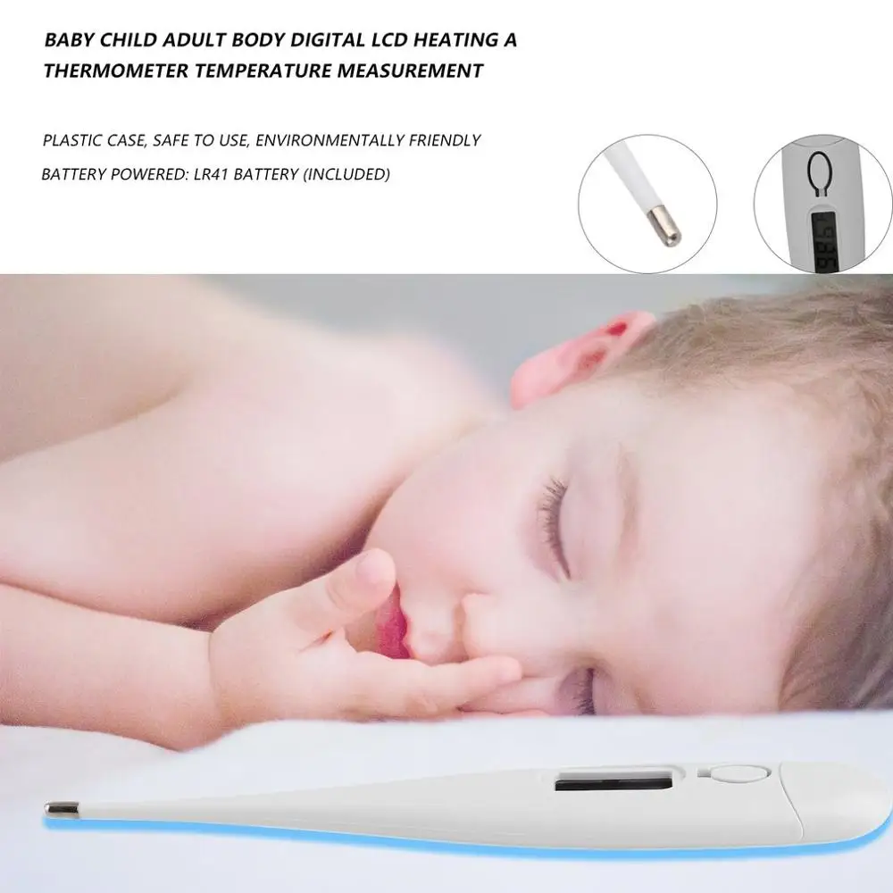 

White Digital Electronic Thermometer LCD Home & Baby Body Temperature Child Adult Household Temperature Gauge