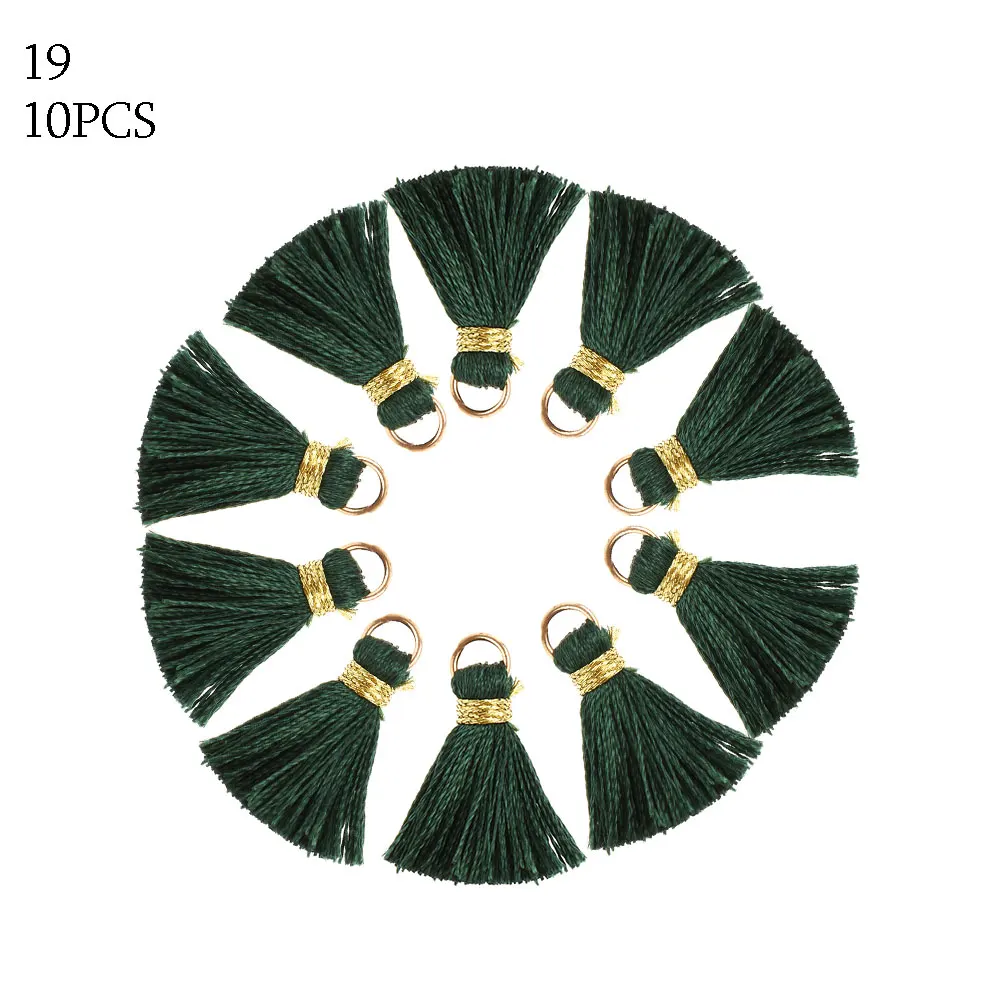10pcs 2cm Mini Colorful Silky Tassels Pendant Drop Jewelry DIY Boho Bracelet Necklace Earring Hanging Garment Making Supplies - Цвет: 19