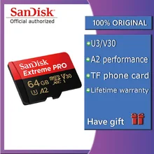 Карта Micro SD SanDisk 100 МБ/с./с 256 ГБ 128 Гб 64 ГБ 32 ГБ 16 ГБ U3/U1 V30 A1 класс 10 карта памяти SDXC SDHC microsd флэш-карта TF