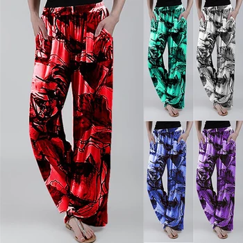 

2020 Women Silk Pajamas Ankle Length Pants Casual Loose Floral Print Sleepwear Ladies Nightwear Workout Sexy Lace Homewear