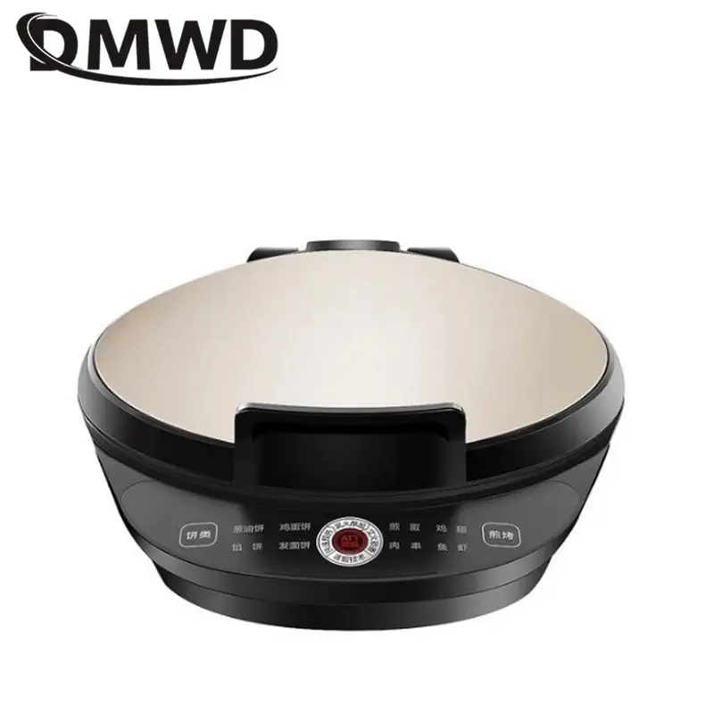 DMWD 220V Household Double Side Heating Electric Skillet Crepe Pancake Maker Automatic Pizza Pie Machine BBQ Tool Frying Pan