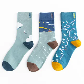 

Unisex Painting Style Men Socks 100 Cotton Harajuku Colorful Full Socks Men Standard 1 Pair Size 35-43