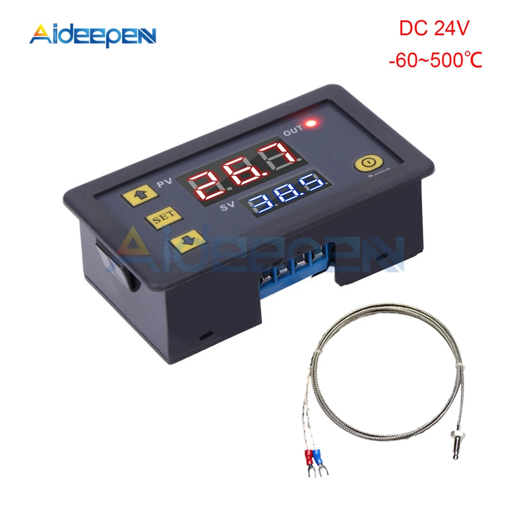 DC 5 в 12 В 24 в 110 В 220 В AC цифровой регулятор температуры-60~ 500 градусов K-type M6 датчик термопары Встроенный термостат - Цвет: DC 24V