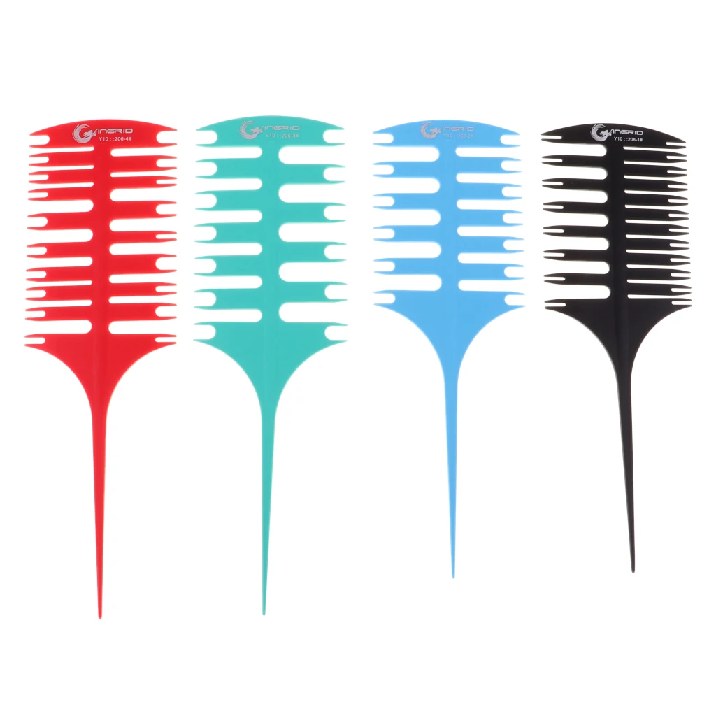 

4pcs 2-Way Weaving & Sectioning Foiling Comb Set for Hair Coloring, Highlighting, Balayage, Microbraiding and More