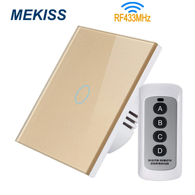 Gold MEKISS ЕС сенсорный выключатель светильник RF433 Частота беспроводной пульт дистанционного управления прерыватель 1ганг2ганг3ганг AC110V 220 в настенный стикер - Цвет: Gold