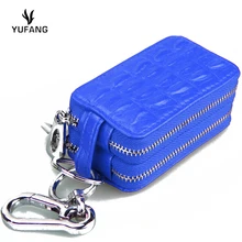 Yufang ключ кошелек натуральная кожа крокодила шаблон ключ чехол Многофункциональный Автомобильный ключ пакет двойная молния женщин/брелок для ключей для мужчин