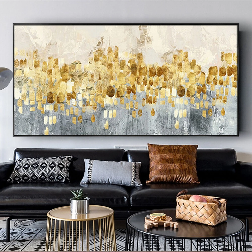 

Abstract Gold Foil Oil Painting 100% Hand-Painted Canvas Picture For Living Room Entrance Mural Sofa Wall Art Cuadros Decor Gift