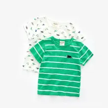 В настоящее время летняя детская футболка детский топ с короткими рукавами в Корейском стиле, тонкая хлопковая детская футболка