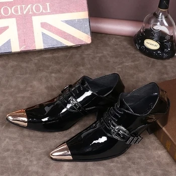 

fashion pointed new gold shoes spring and autumn formal business casual Oxford shoes dinner men's leather shoes