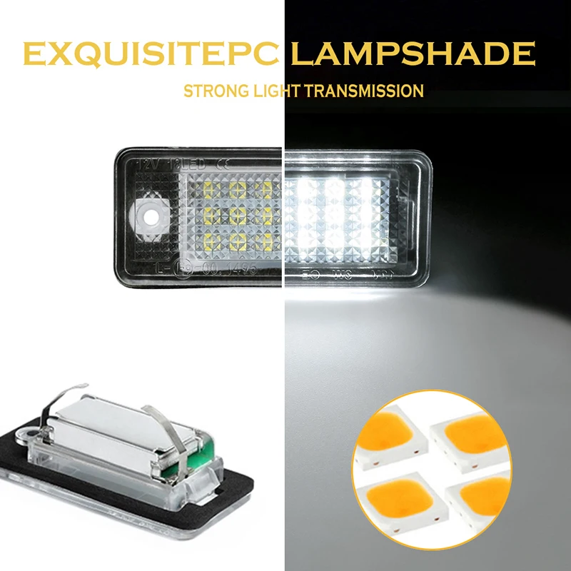 2Pcs No Error LED License Plate Light Number Plate Module Lamps White For Audi Q