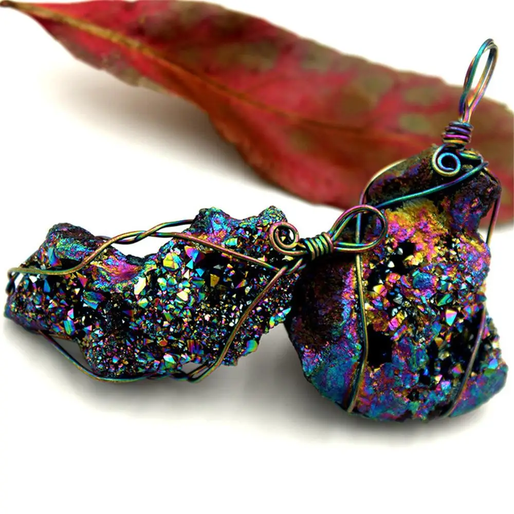 

Wholesale 6pc/lot Natural stone multi agates crystal irregular hole pendant crystal cluster dazzling color diy