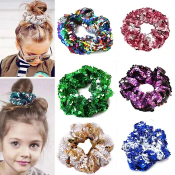 

All Season New Casual Baby Kids Girl Sequins Design Elastic Hair Accessory Band Colorful Cloth Rope Holder Headbands