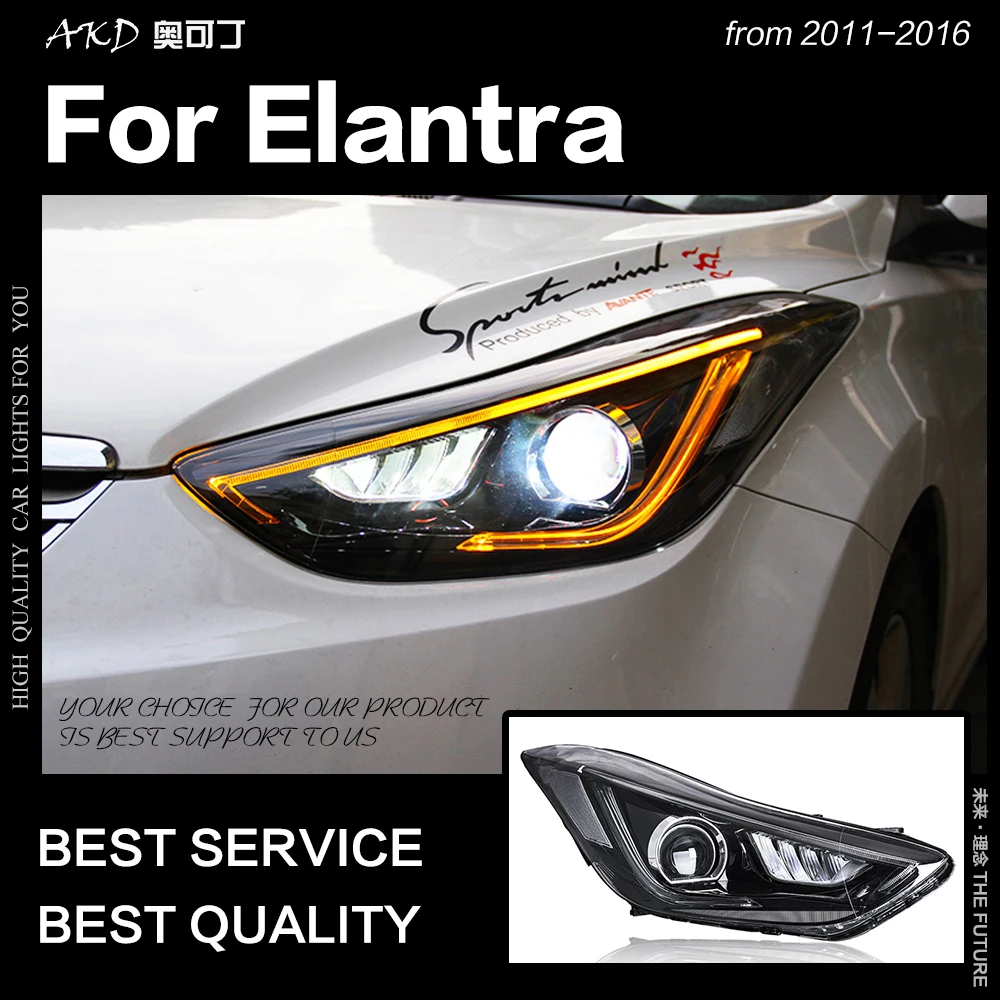 АКД стайлинга автомобилей фара для Hyundai Elantra светодиодный фар 2011 2016 дальнего