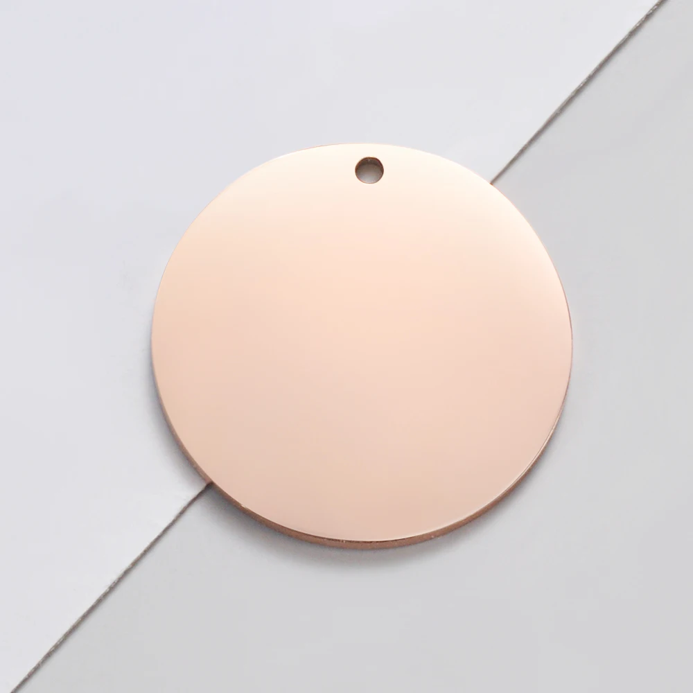 20pcs/lot Round Discs Mirror Polishe Stainless Steel Rose Gold Color  DIY Charms For Making Necklace  Bracelet