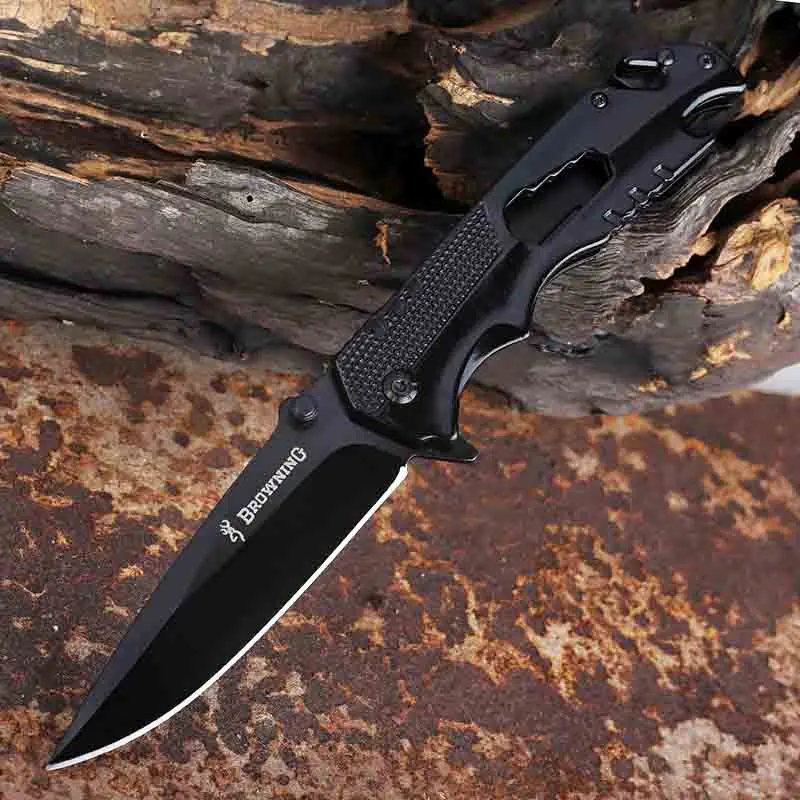 Складной нож Browning с наружным инструментом кемпинга выживания высокой твердости армейский нож многофункциональный складной нож - Цвет: Черный