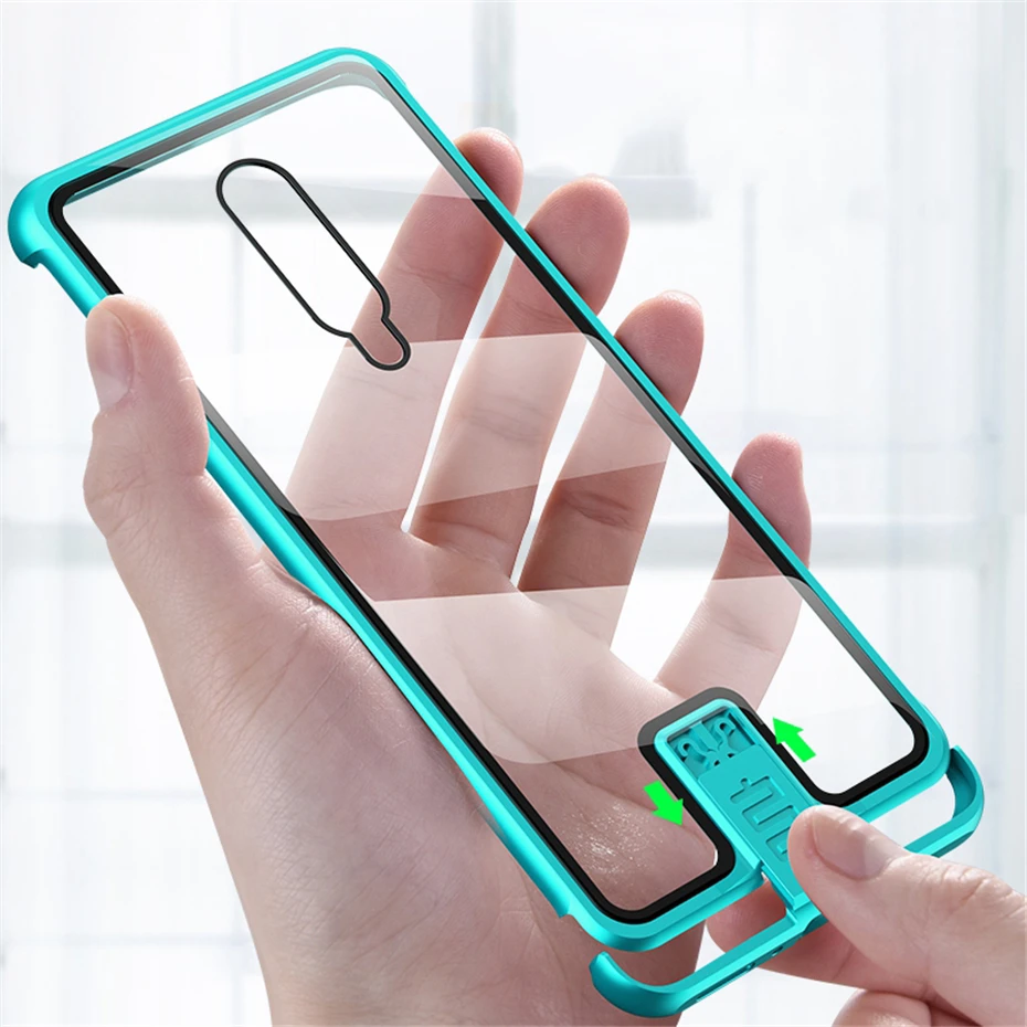 

Glass Case For OnePlus 7 1+7 Pro Anti-fingerprint Push-Pull Metal Frame Tempered Glass Back Cover For Oneplus 6T Oneplus7 Cases