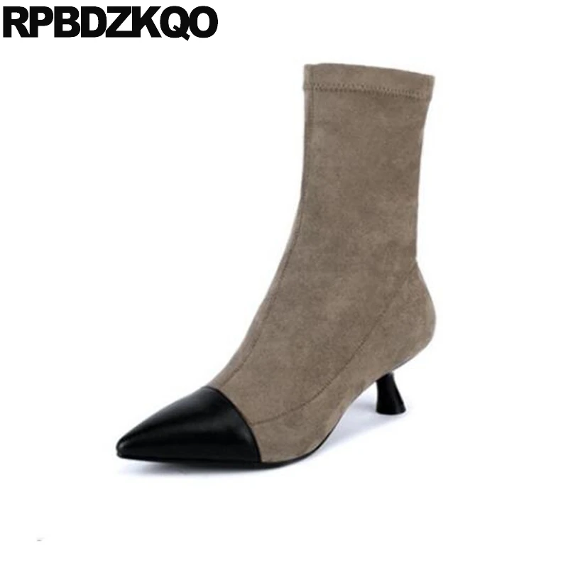 grey pointed ankle boots