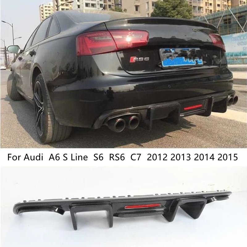 For Audi A6 S Line S6 RS6 C7 2013 2014 2015 Real Carbon Fiber Rear Diffuser Lip Spoiler High Quality Car Bumper Accessories|Bumpers| - AliExpress